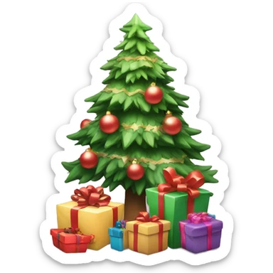 Little cute Christmas tree with presents  sticker