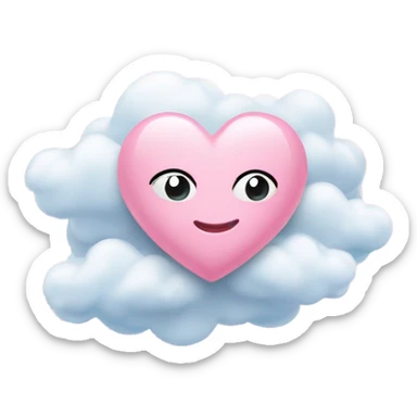 Baby pink love heart with clouds surrounding  sticker