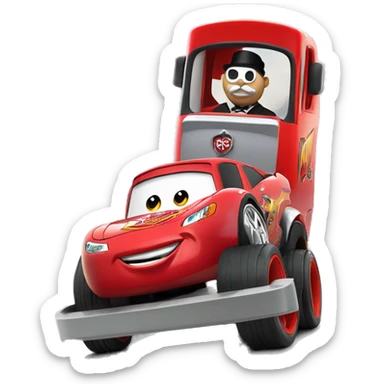 mr.monopoly monopoly go in a disney lightning McQueen car sticker