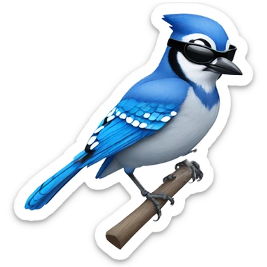 Blue jay with sunglasses sticker