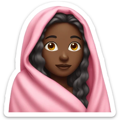 Black girl with long hair in a pink blanket  sticker