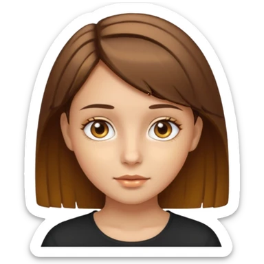 A young girl with short brown hair, her eyes should be hazel, her skin should look gold sticker