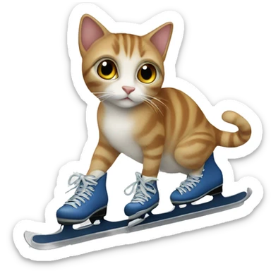 cat with figure skates sticker