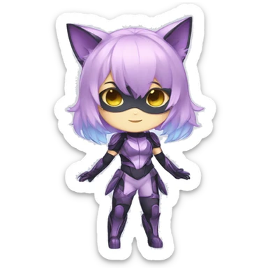 Pastel-Catgirl-Chibi-Sona-Shiny-Fakémon with a mask full body sticker