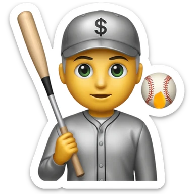 the 💣 emoji holding a baseball bat with money sign eyes sticker