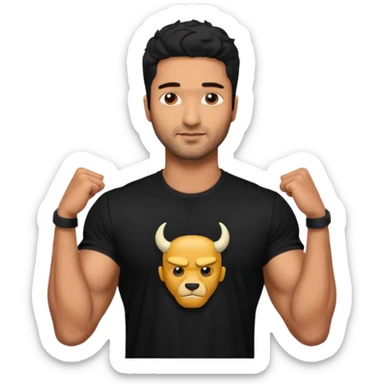 ipretty bratz emoji of vicky kaushal wearing a black tee, muscular sticker