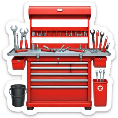 red mechanic tool table sticker