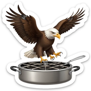 aquila calva con forchetta sorvola fornello a gas sticker