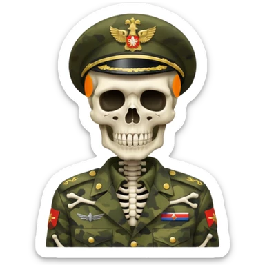 generate a realistic skeleton in Russian military camouflage sticker