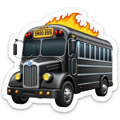 Darth Vader’s Batman-armored 1936 black graphite colored school bus with horizontal holographic flames  sticker