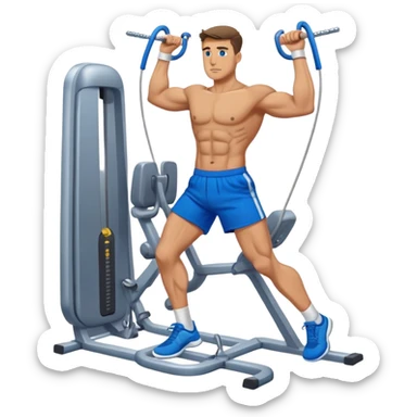 standing fit man with blue shorts cable-machine-exercise sticker