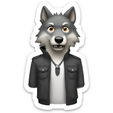 wolf mit daumen hoch sticker