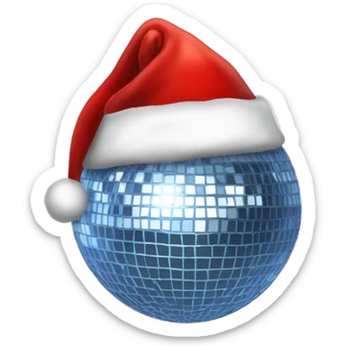 disco ball with a santa hat on it sticker