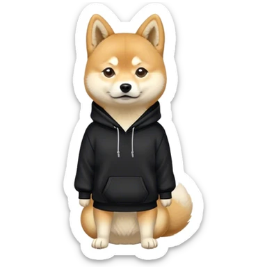 Shiba Doge in black slavic hoodie full body sticker