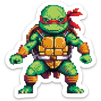 green masked ninja turtle in action pose sticker
