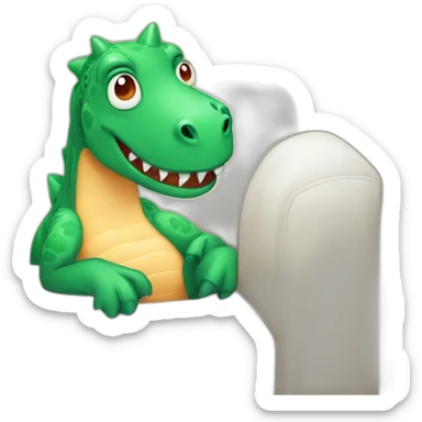 fever sick dinosaur on the sofa under blanckets sticker