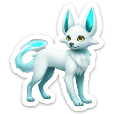 Shiny White Angelic Electric Albino Umbreon. cyan eyes and cyan markings. Golden Anubis-rings. full body sticker