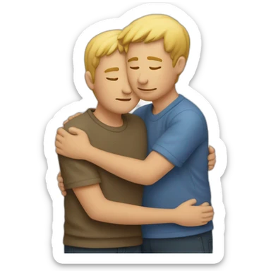 two short white men hugging sticker