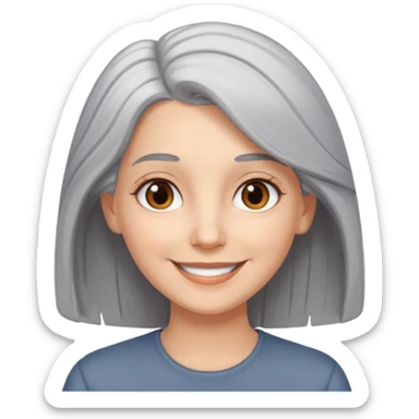 white female grey hair, brown eyes, hair  all one length sticker