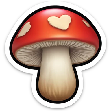 mushroom with rip crybaby engraved with a heart around sticker