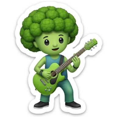 broccoli playing the guitar sticker