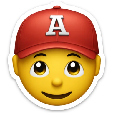 A yellow smiley face wearing a red baseball cap sticker