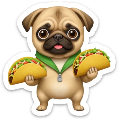 Pug holding tacos sticker
