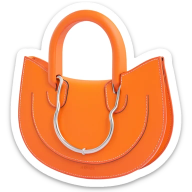 horseshoe, 3D, orange leather, embossed Hermès pattern, premium, no text sticker