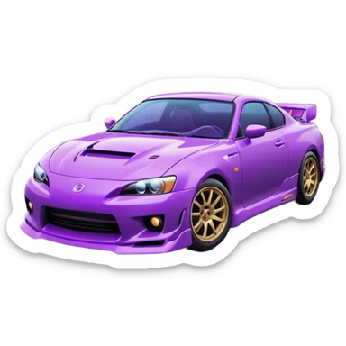 japanese purple wave phonk car drifting sticker
