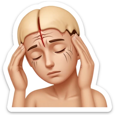 face with a headache, holding head, pain lines sticker