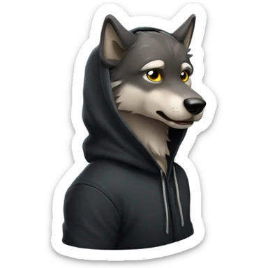 Alpha wolf wearing a black hoodie  sticker
