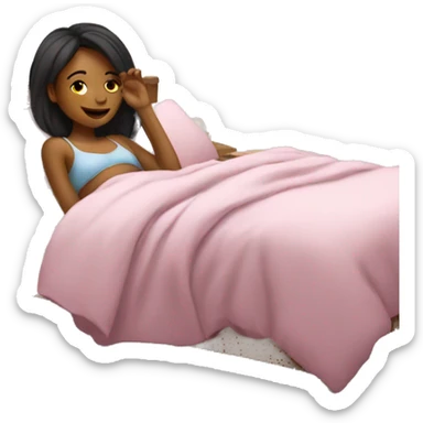 Girl relaxing in bed, girly sticker