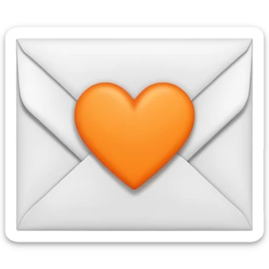 white envelop with small orange heart inside sticker