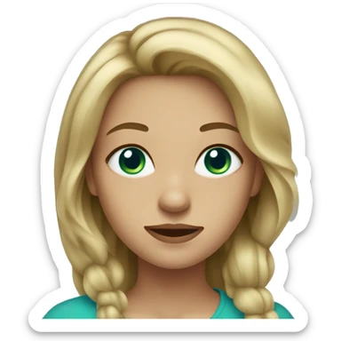 Girl with dirty blonde hair with greenish blue eyes sticker