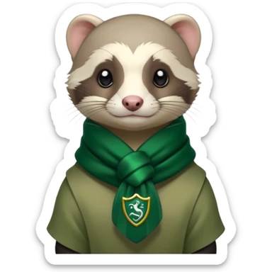 The ferret with slytherin scarf sticker
