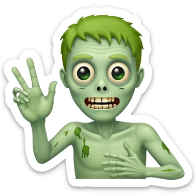 friendly green zombie waving hand saying hello sticker