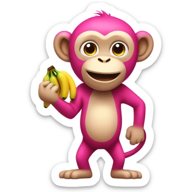 Pink Monkey Holding Banana sticker