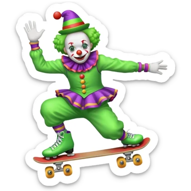 skater clown skating greenü sticker