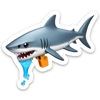 Shark with water gun sticker