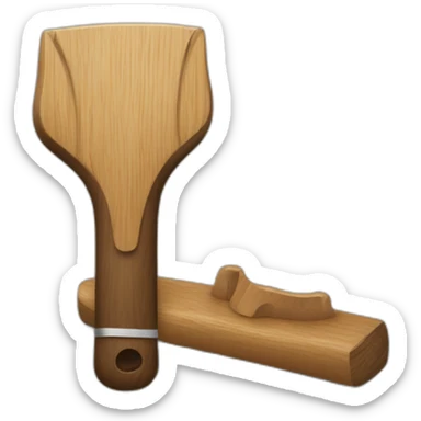 Fourche en bois et taureau qui tape dedans sticker