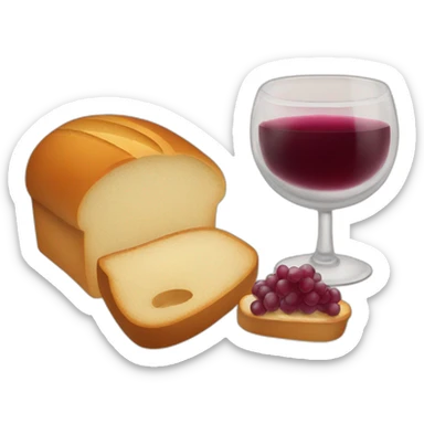 2 candles, a cup of red wine and a loaf of bread sticker