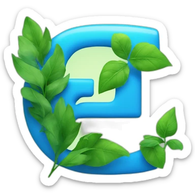 blue "e" from Engie logo with electrical power made from green leaves sticker