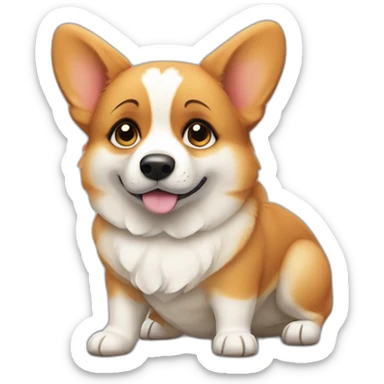 cute little corgi covering one eye with paw, looking sad sticker
