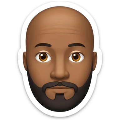 A handsome black man with a full 5 o'clock shadow beard, bald head. sticker