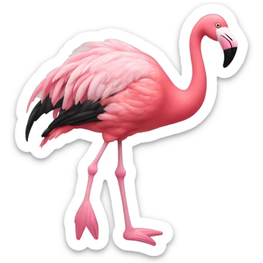 A pink flamingo with shoes sticker