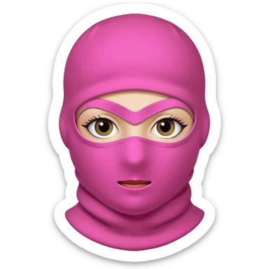 gangster style balaclava pink in colour with eyes showing through the eye holes of the balaclava with beautiful eyelashes on  sticker
