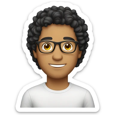 latino guy with glasses and curly short black hair sticker