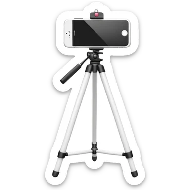 3D Apple-style emoji of a white tripod holding an iPhone 17,
rear view, visible camera lenses,
clean white background, smooth rounded design sticker