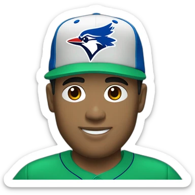 light skin guy in a green shirt and toronto blue jays hat (blue) sticker