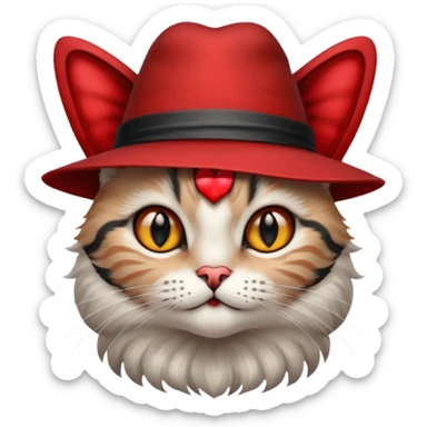 Chat avec un nœud rouge et un chapeau de magicien sticker